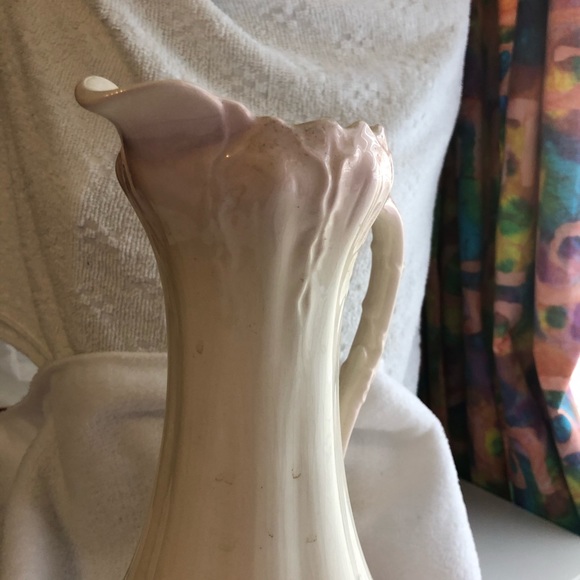 Vintage ivory and pink ceramic ornate pitcher shabby chic - Picture 7 of 15